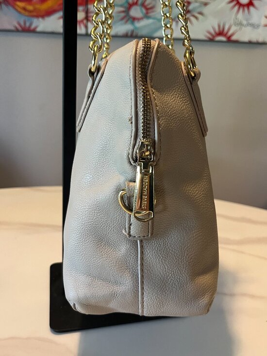 Steve Madden Taupe Faux Leather Satchel Crossbody Bag - Picture 5 of 14